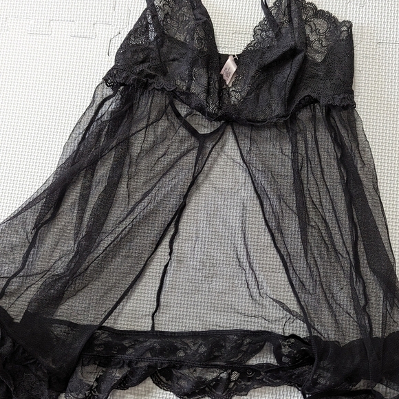 Victoria's Secret Black Lace Mesh Teddy Small Open Front - Picture 5 of 9